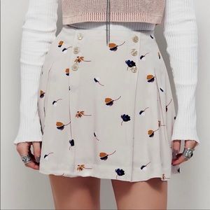 Free People Cream Mini Skirt with Mustard & Navy Floral Print